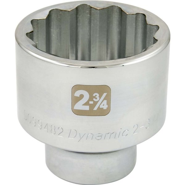 Dynamic Tools 2-3/4" X 1" Drive, 12 Point Standard Length, Chrome Socket D099482